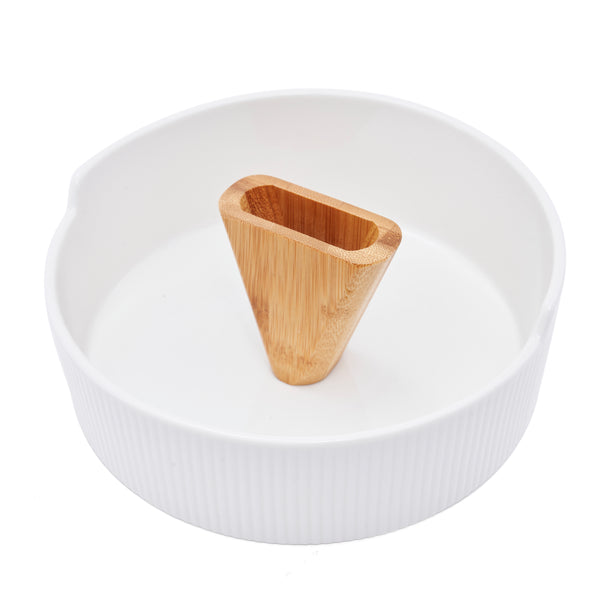 Aava – Round Porcelain Nut Server, with Nutcracker